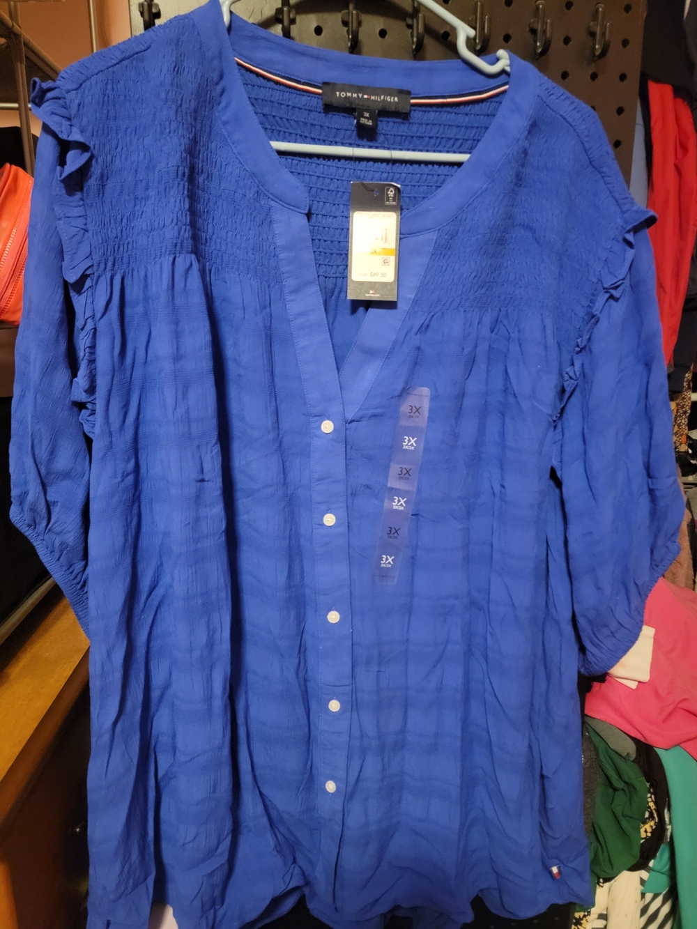 Tommy Hilfiger Royal Blue Button-Front Blouse